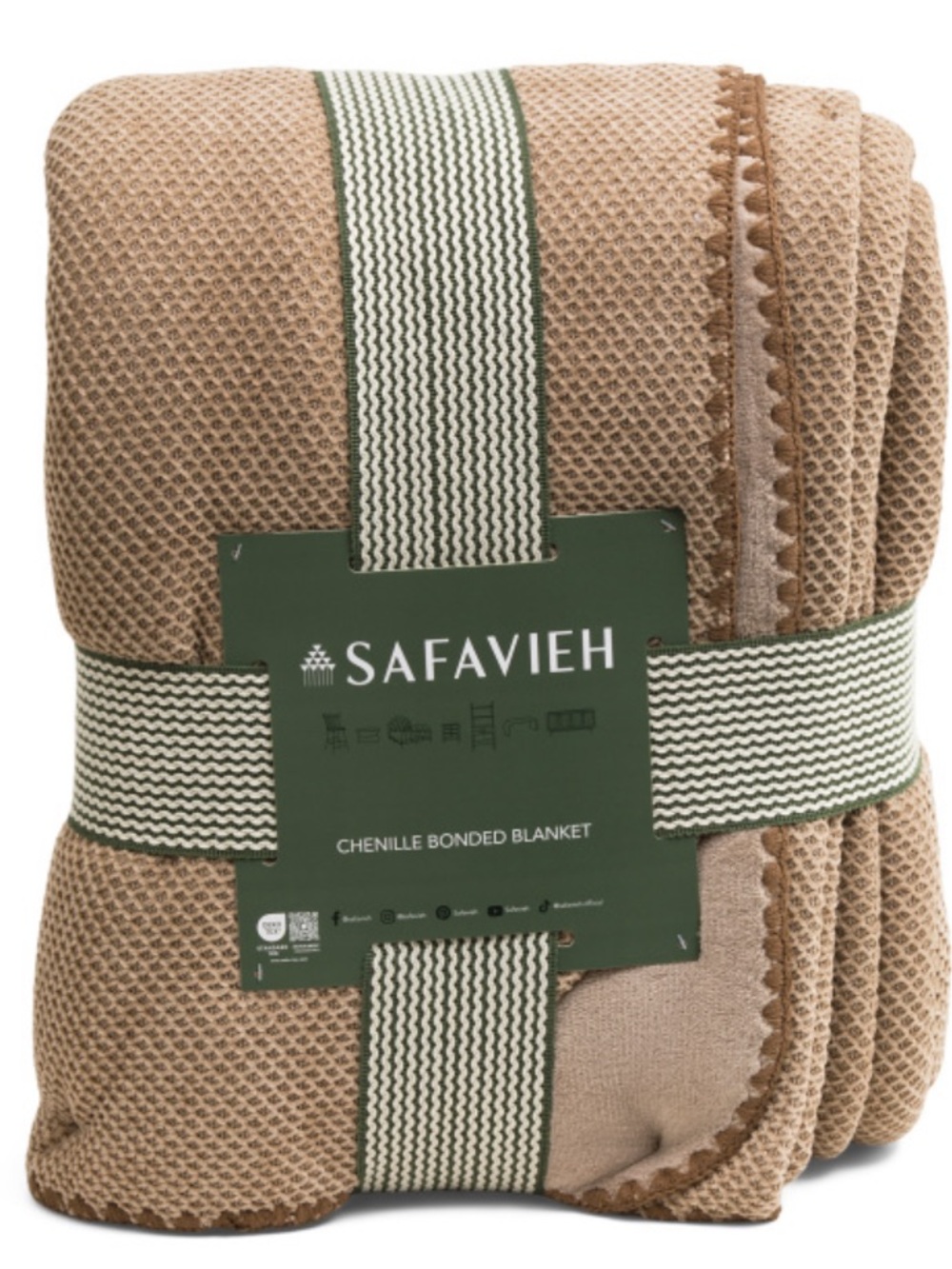 SAFAVIEH Chenille Waffle Reversible Blanket/ Tan